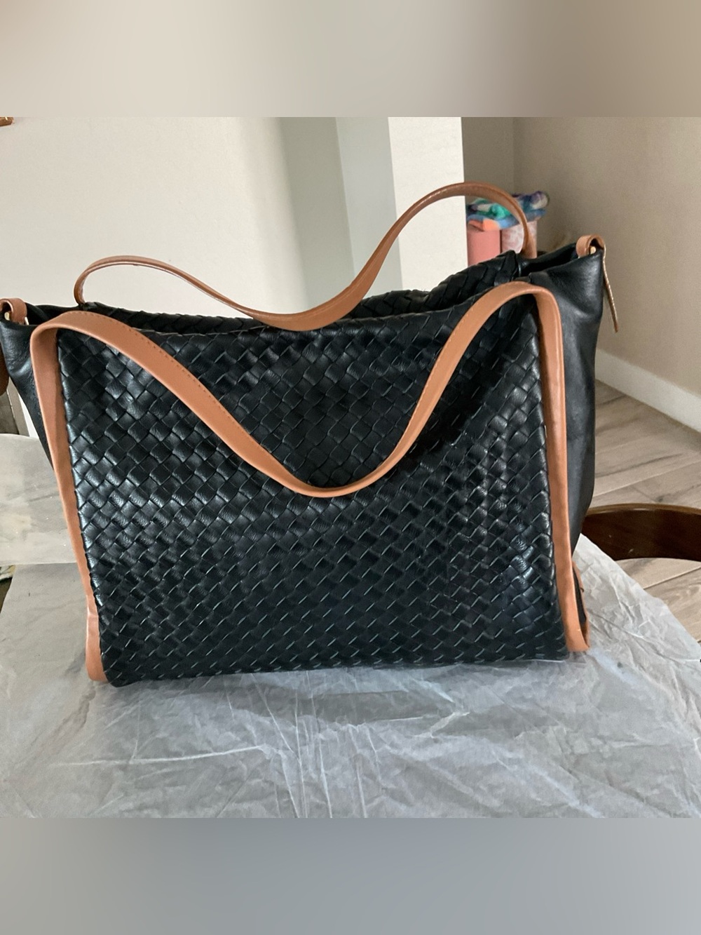 Giorgio Milani Italian Black Woven Leather Purse Bag   Beautiful Leather
